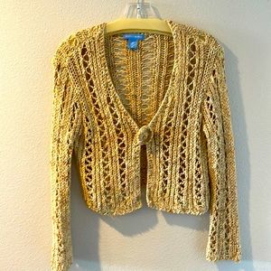 White + Warren crocheted long sleeve cardigan.  XS